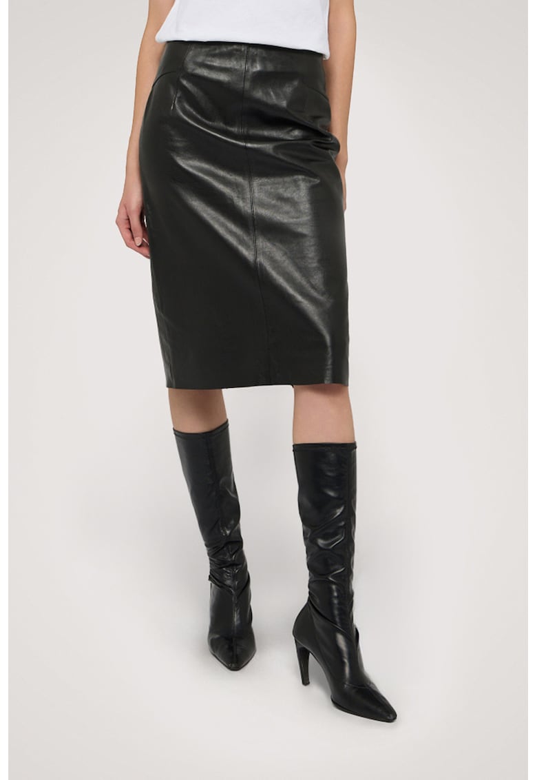 Fusta midi cu slit pe partea din spate - Negru