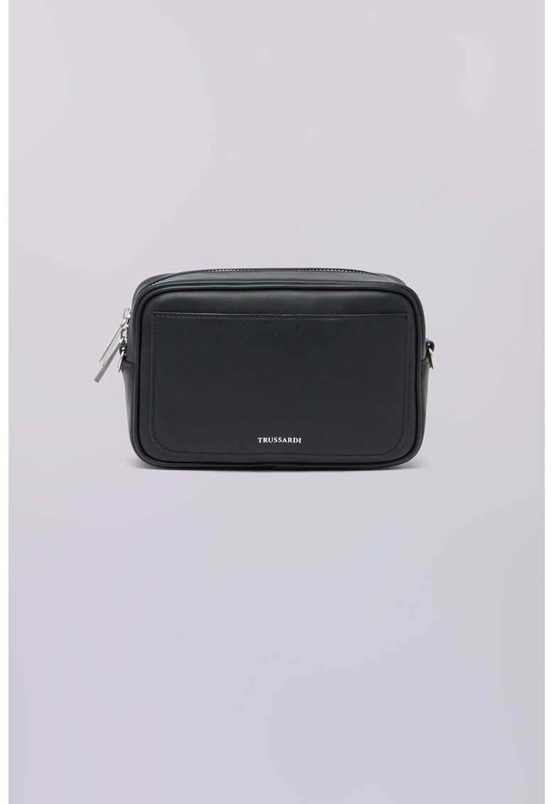 Geanta crossbody din piele cu logo discret - Negru