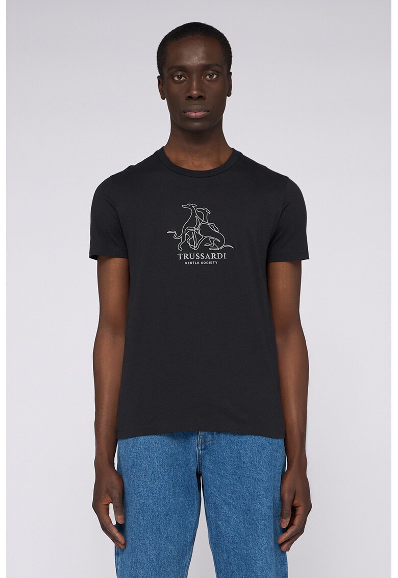 Tricou cu imprimeu logo pe piept - Alb optic/Gri antracit