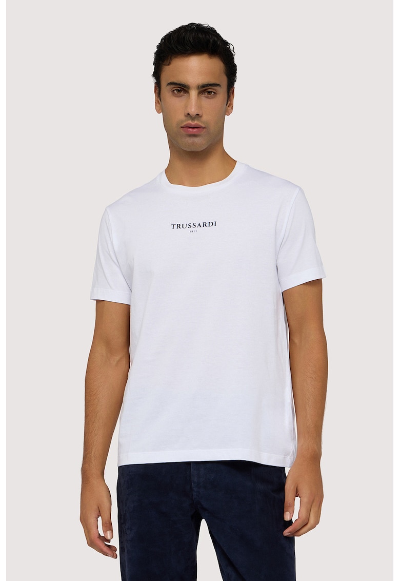 Tricou regular fit cu imprimeu logo - Alb optic