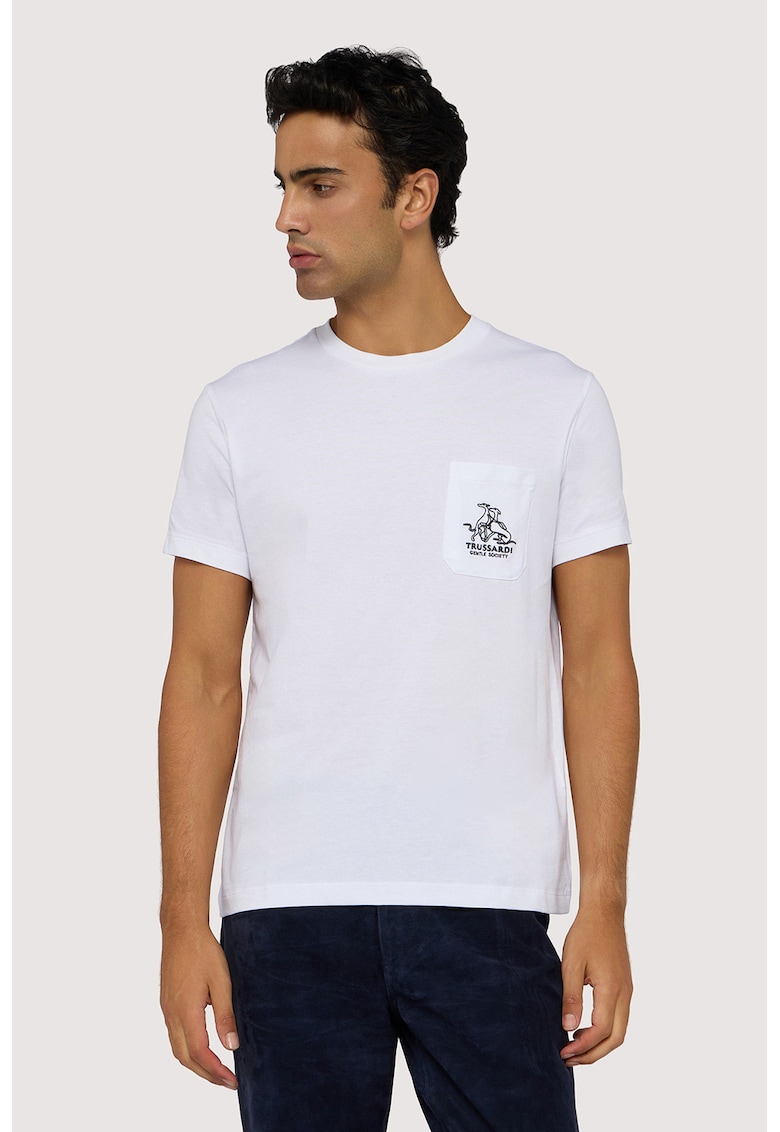 Tricou cu detaliu cu logo discret si buzunar pe piept