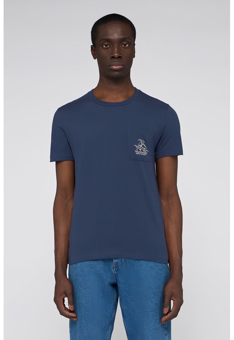 Tricou cu detaliu cu logo discret si buzunar pe piept