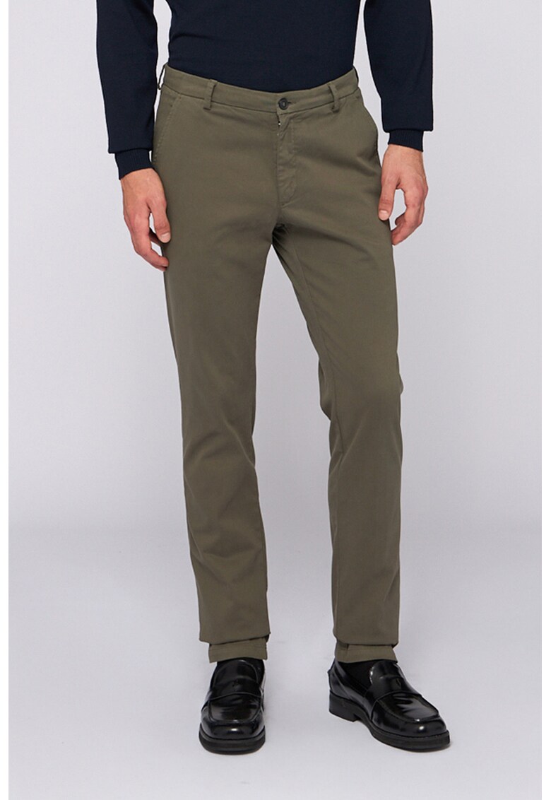 Pantaloni chino slim fit cu talie medie - Kaki