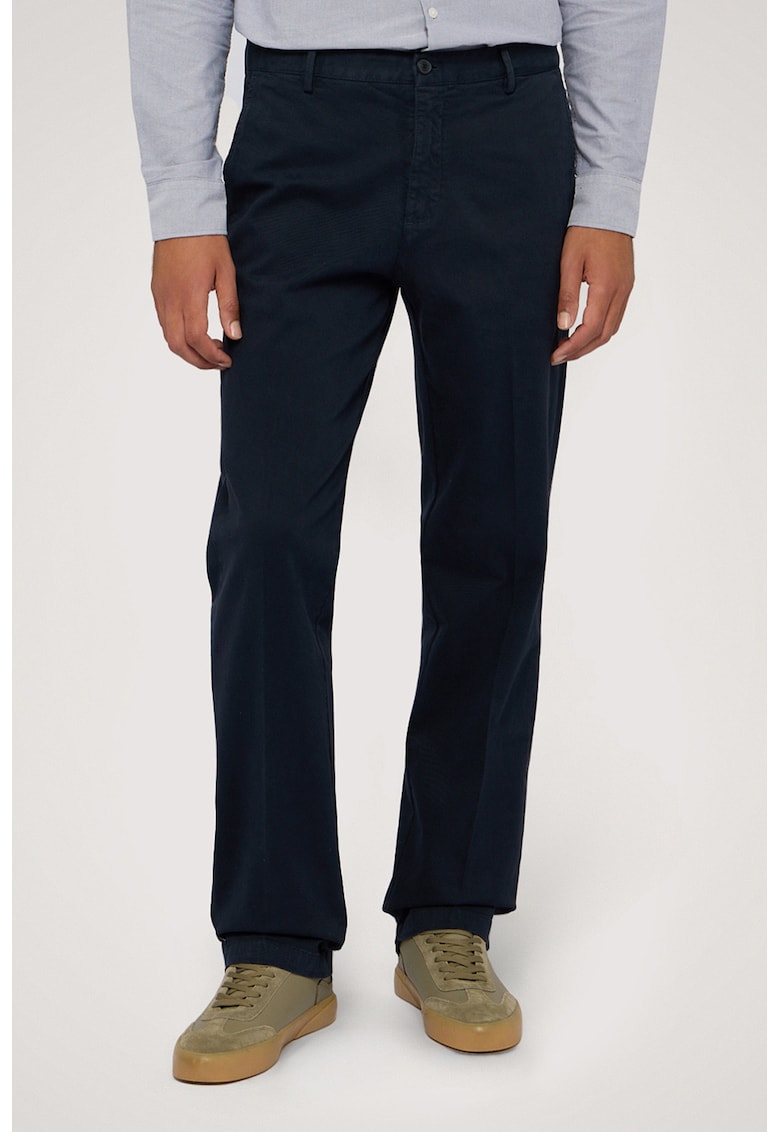Trussardi Pantaloni regular fit cu talie medie - Albastru inchis
