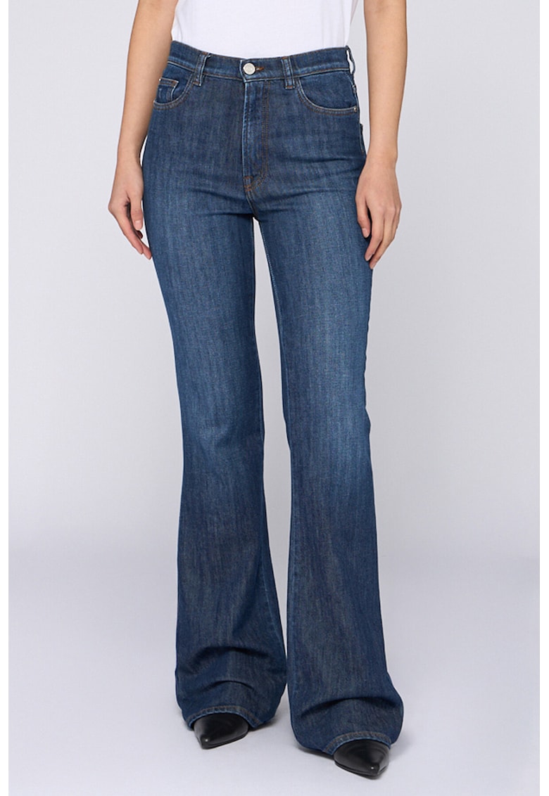 Blugi cu croiala bootcut si talie inalta