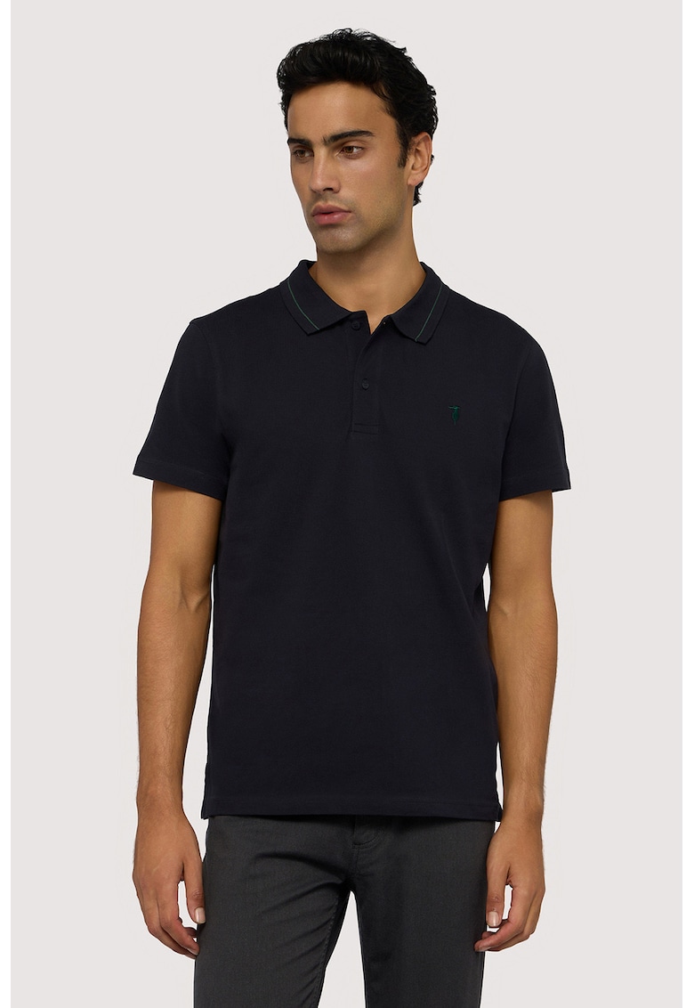 Trussardi Tricou polo din bumbac - Negru stins