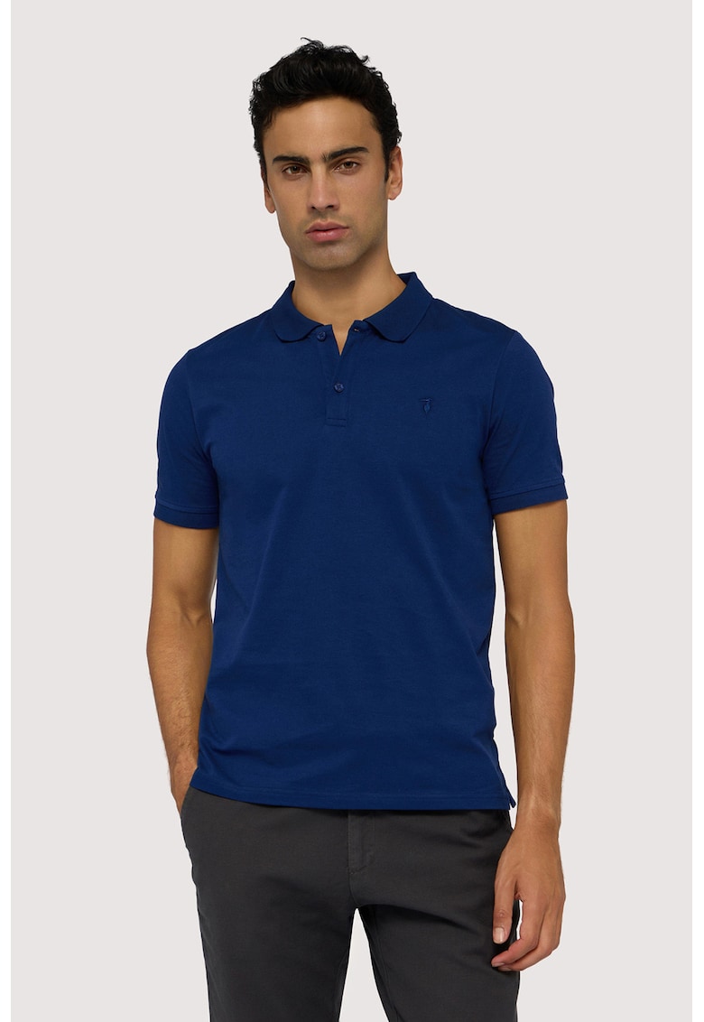 Tricou polo din amestec de bumbac - Bleumarin