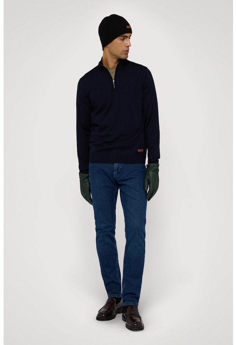 Trussardi Blugi slim fit cu talie medie - Albastru inchis