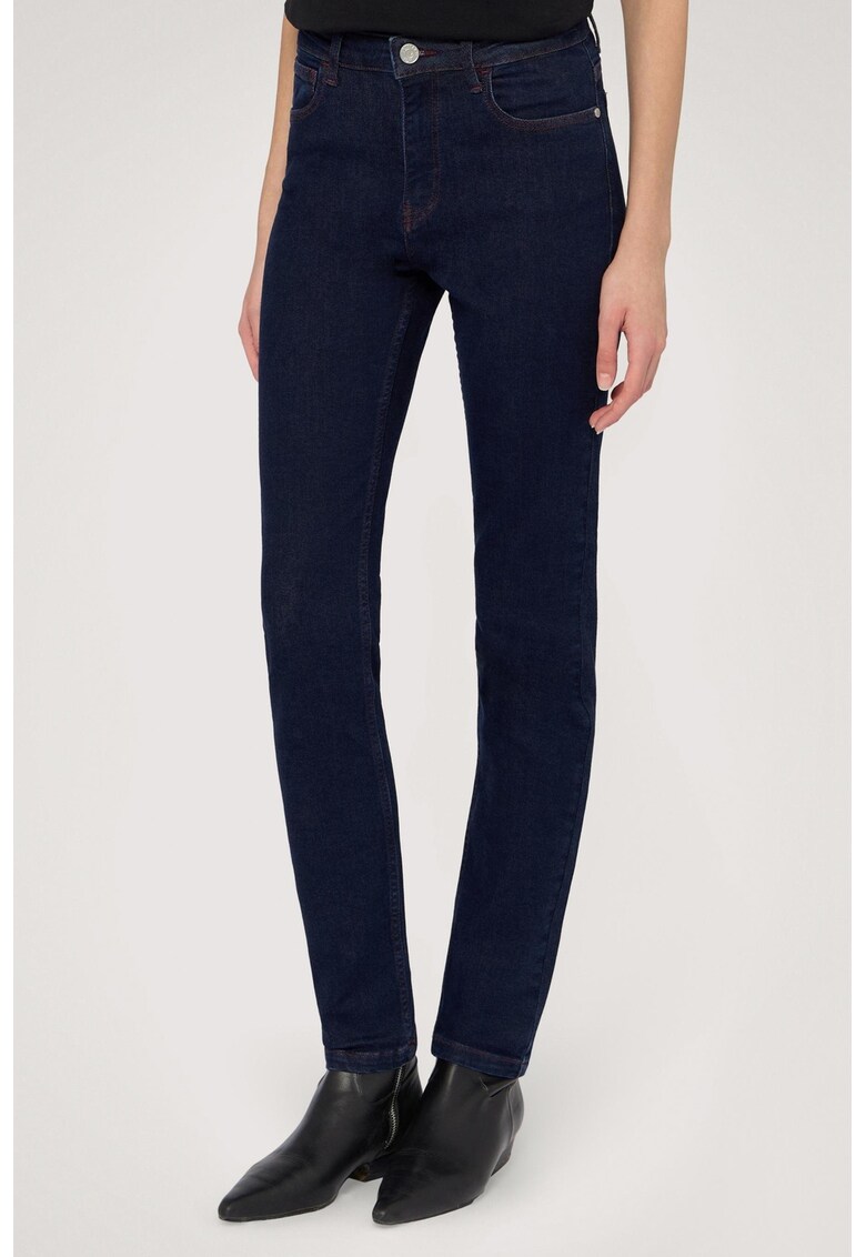 Blugi slim fit cu talie inalta - Albastru ultramarin