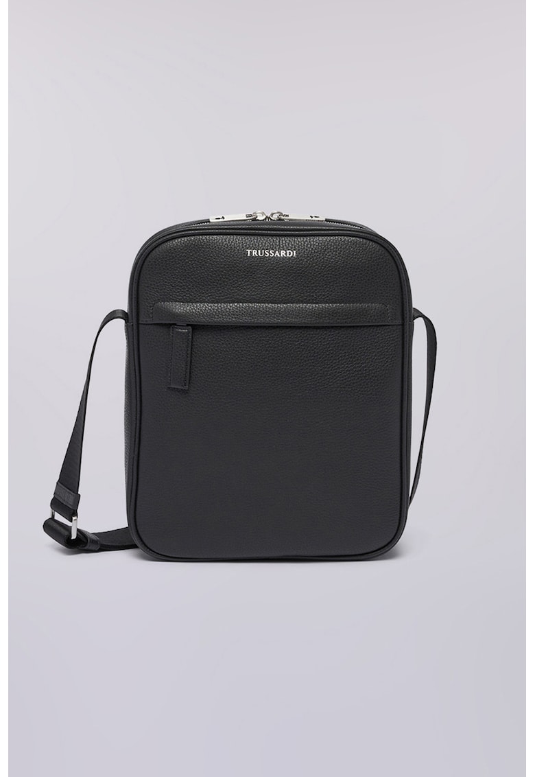 Geanta crossbody din piele cu detaliu logo - Negru