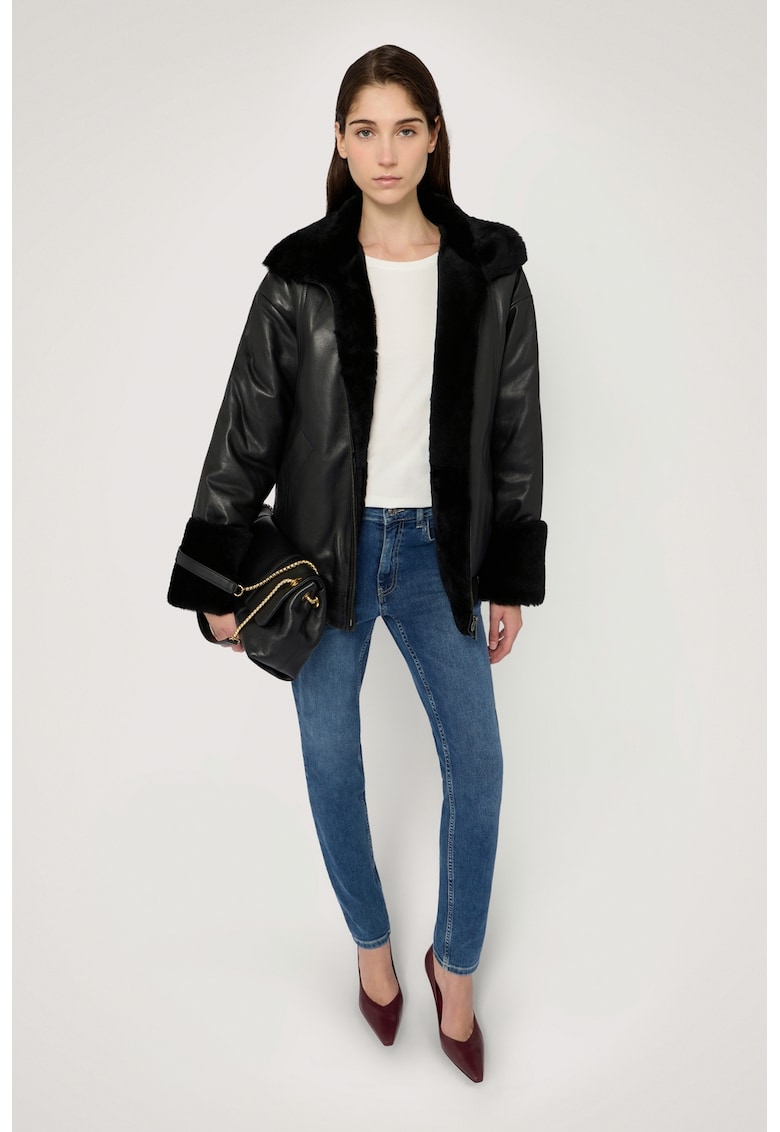 Blugi slim fit cu model uni - Albastru inchis