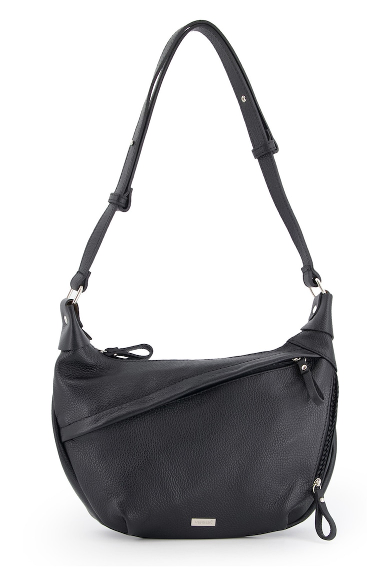 Geanta de umar - piele naturala - 2 buzunare interioare - 2 buzunare exterioare - neagra - 34x22x7cm