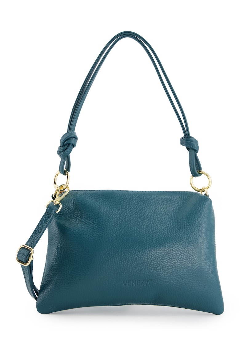 Geanta de umar dama piele naturala - verde - 20x28x4cm - curea detasabila - lungime maxima 128cm