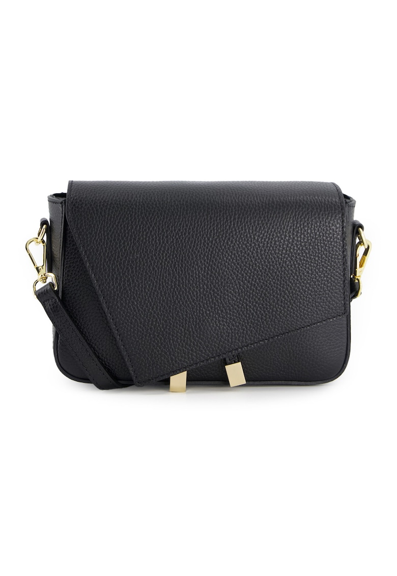 Geanta messenger piele naturala - neagra - 16x23x7cm - curea detasabila 120cm