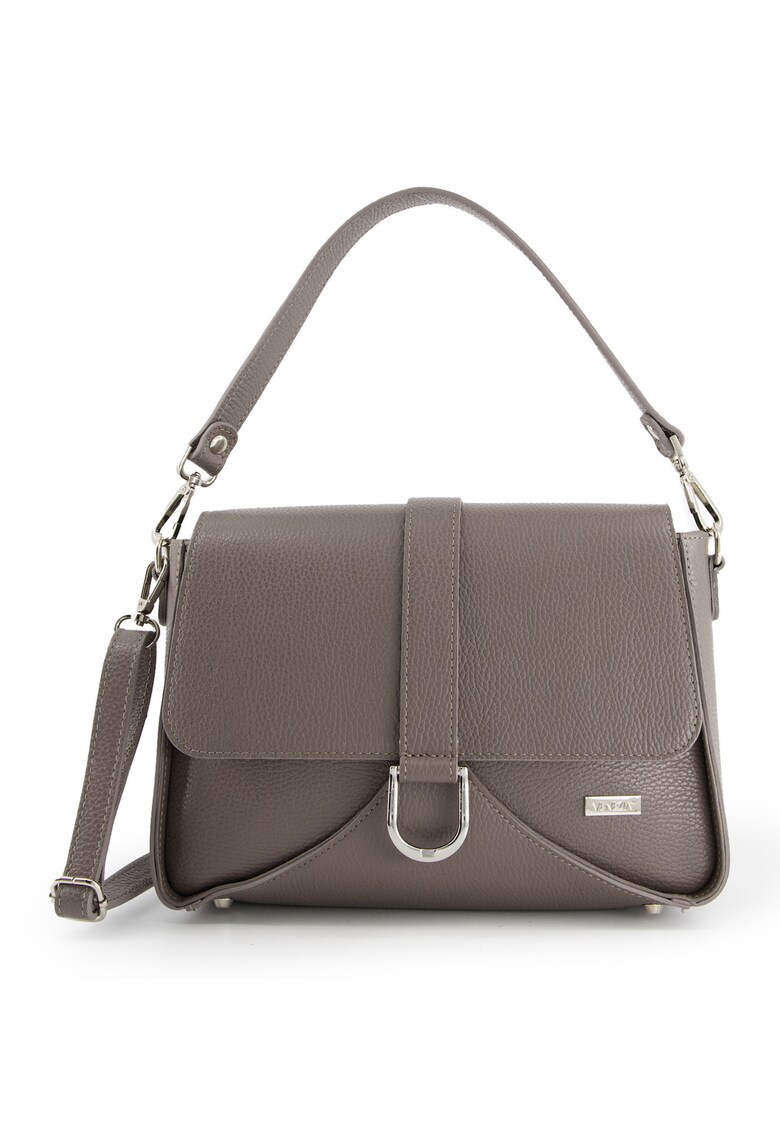 Geanta de umar - gri - piele naturala - 19x28x10cm - 3 buzunare interioare - 1 buzunar exterior