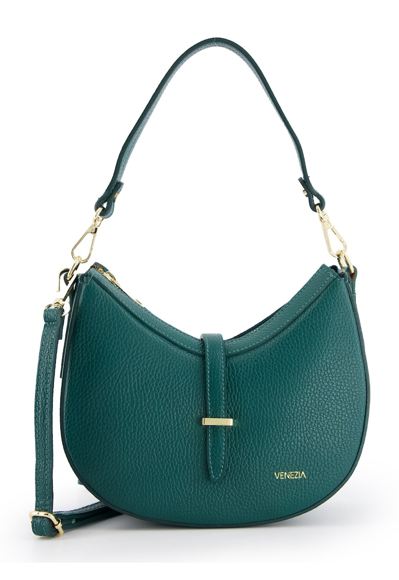 Geanta crossbody dama piele naturala - verde - 14x24x9cm - cu manere si curea detasabile