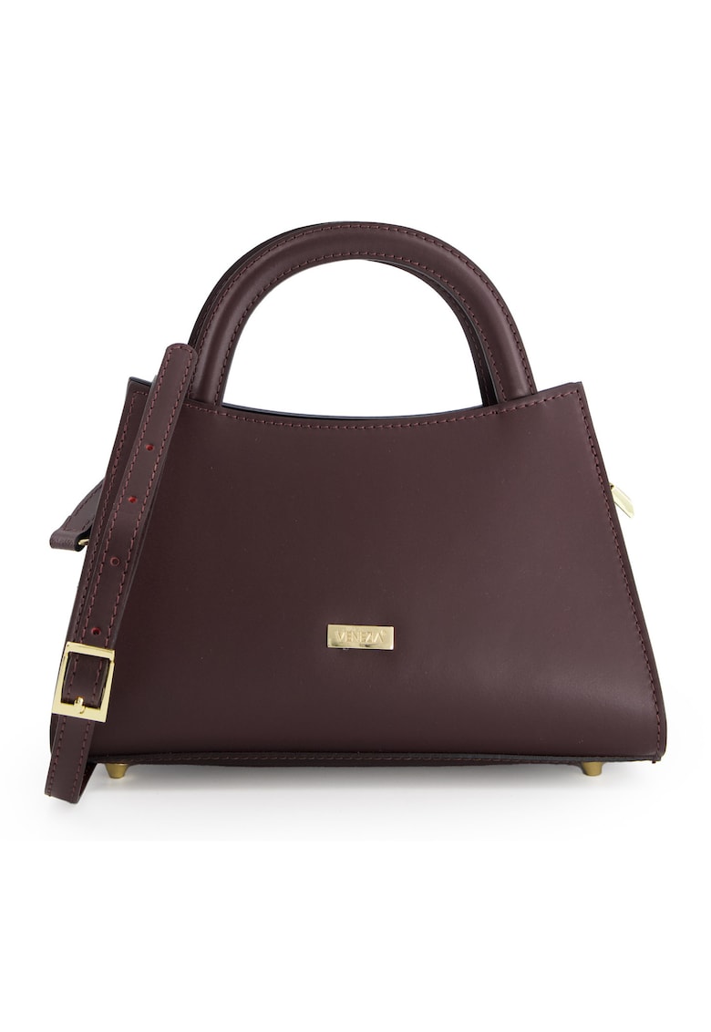 Geanta dama Bucket - bordo - piele naturala - 27x10x17cm - curea detasabila 134cm