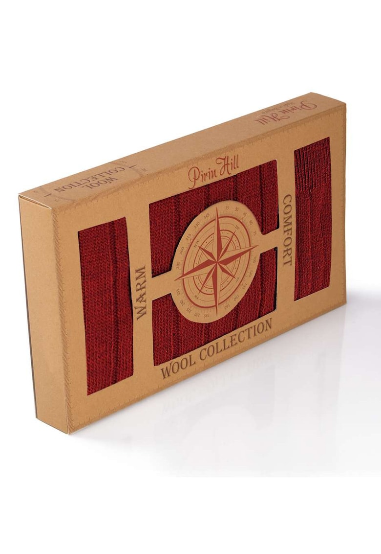 Cutie cu sosete si fular din Lana Merinos - Visiniu