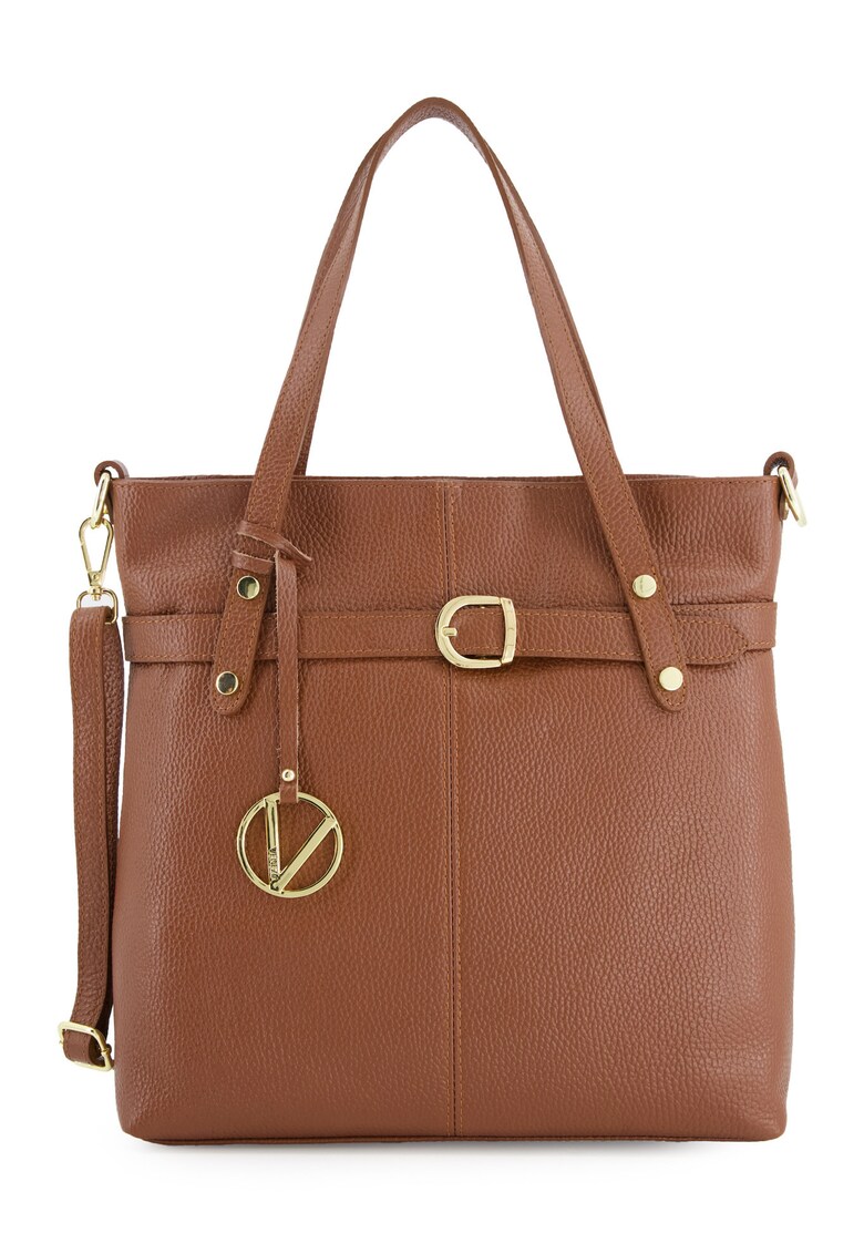 Geanta de umar model Shopper - piele naturala - maro - 32x30x10cm - curea detasabila 114cm