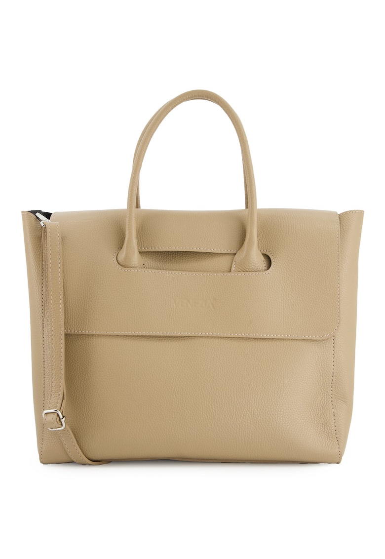 Geanta shopper maro piele naturala - 29x35x12cm - curea detasabila 113cm
