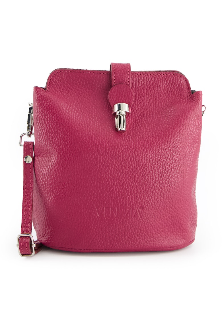 Venezia Geanta messenger dama piele naturala - bordo - 20x19x10cm - cu curea detasabila