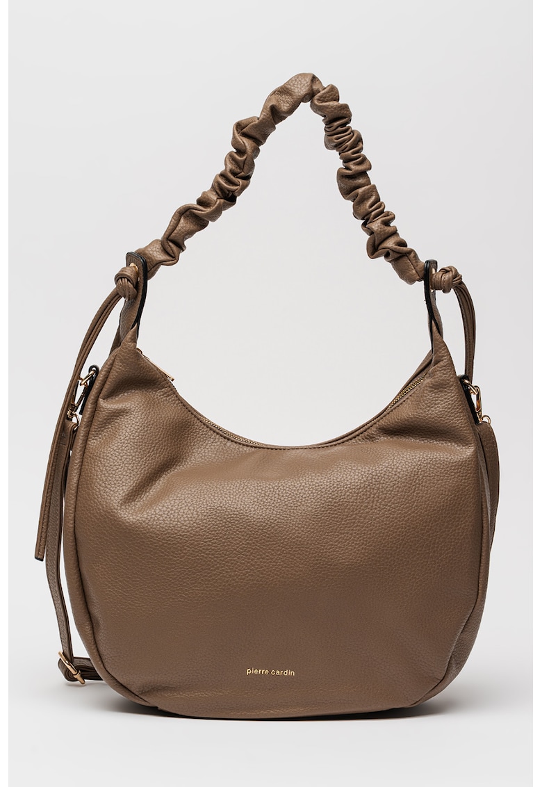 Geanta de piele ecologica cu bareta de umar - Maro taupe