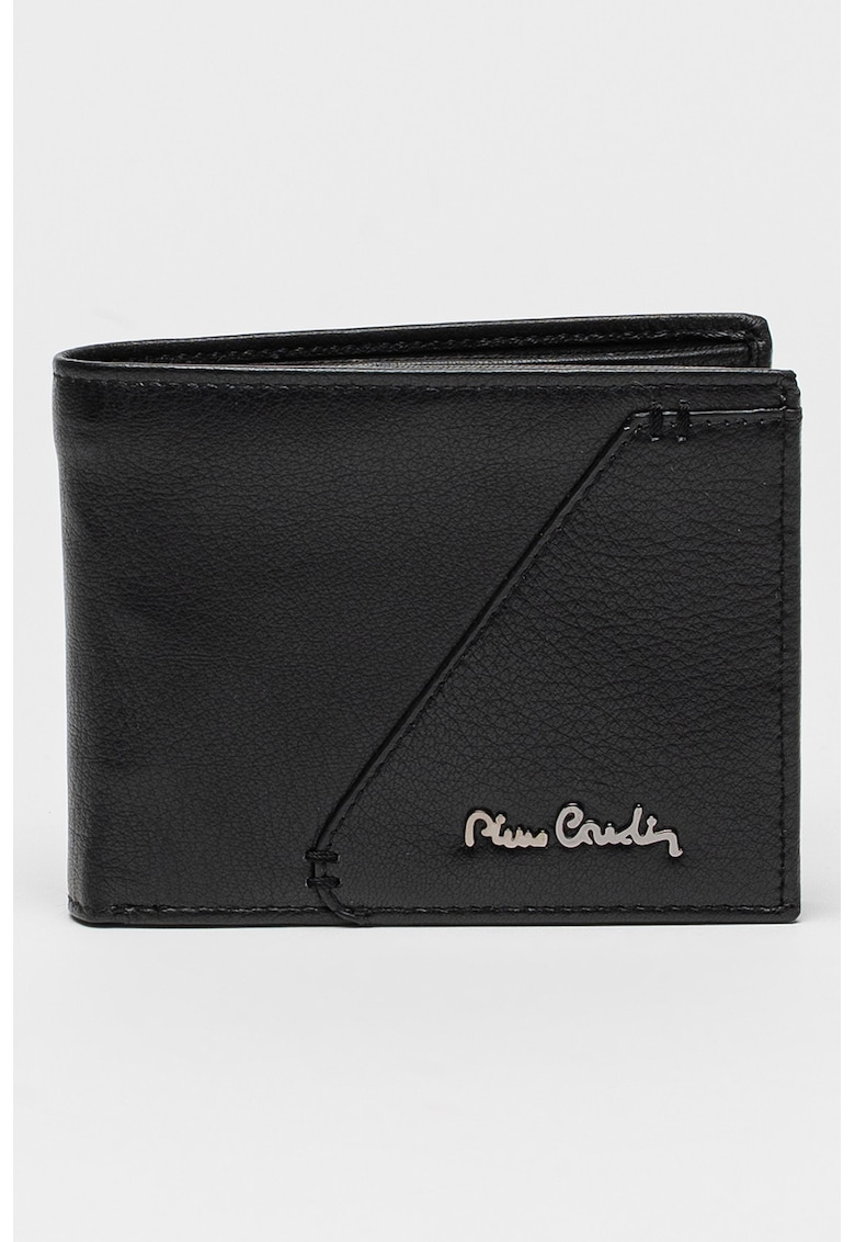 Portofel pliabil de piele cu logo metalic