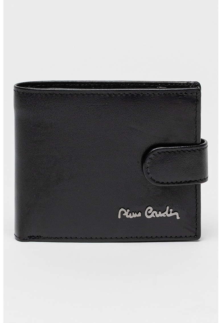 Portofel de piele cu logo - Negru