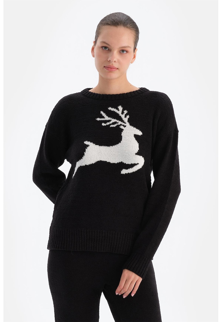 Pulover cu model cu ren