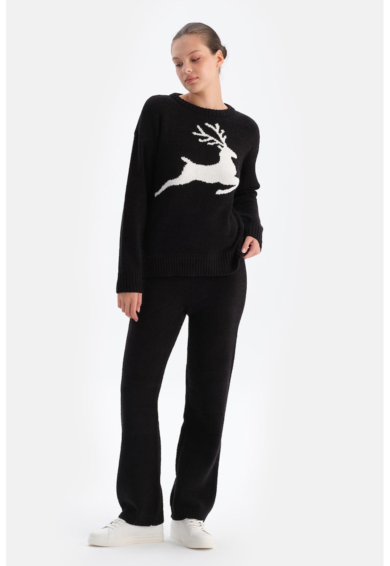 Pantaloni tricotati cu talie elastica