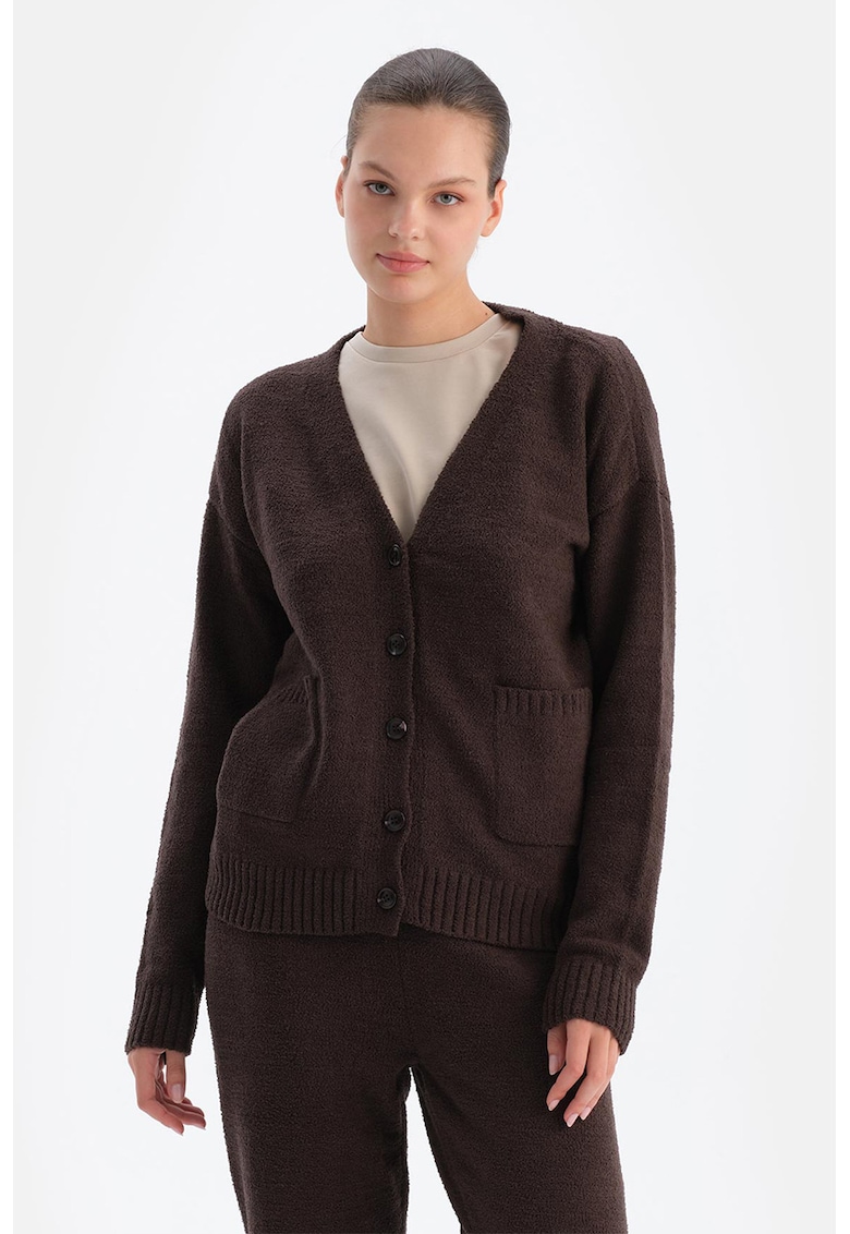 Cardigan cu buzunare aplicate