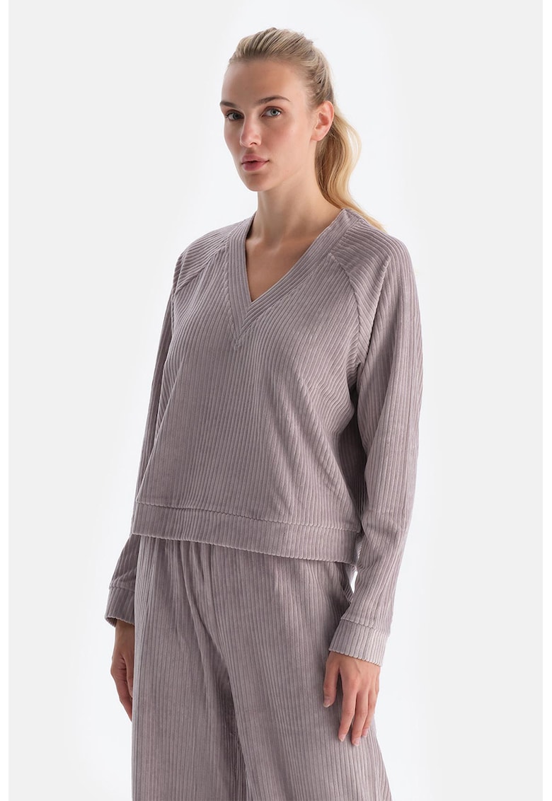 Bluza de trening din reiat cu decolteu in V