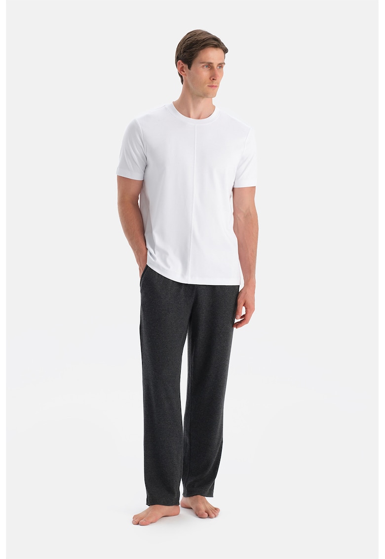 Pantaloni de pijama cu croiala dreapta si snur de ajustare