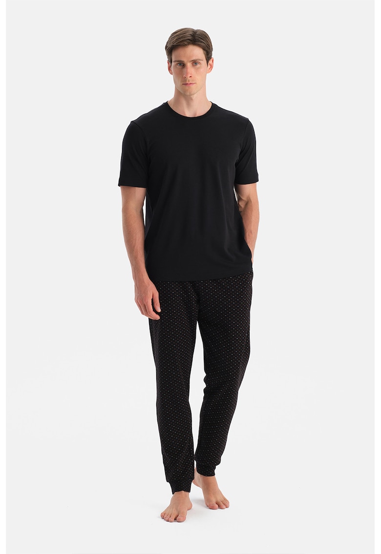 Pantaloni de pijama din bumbac cu model geometric