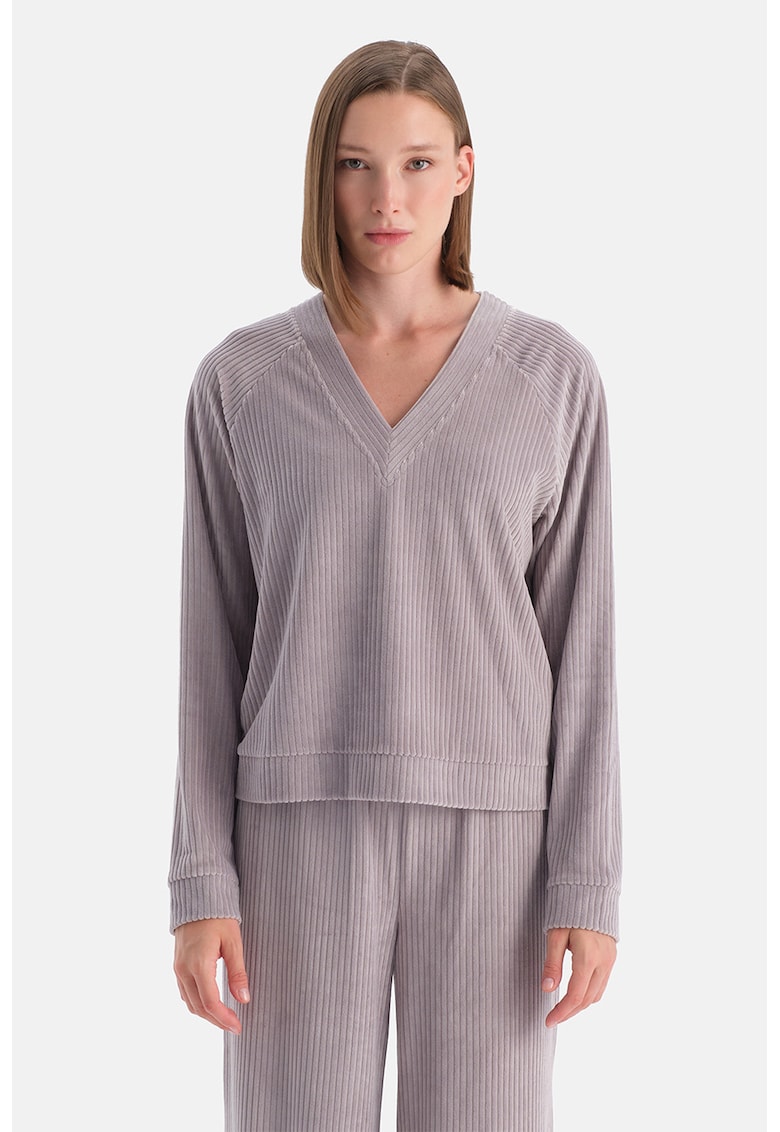 Bluza de trening cu decolteu in V si maneci raglan