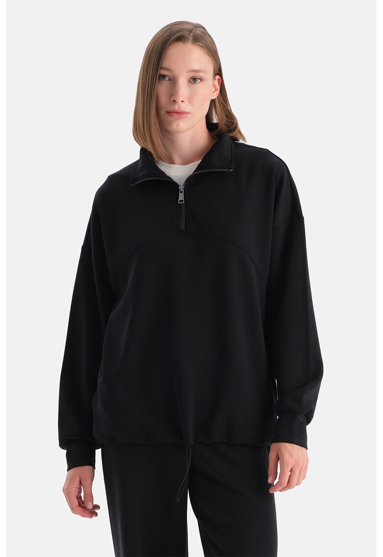 Bluza de trening cu maneci cazute - Negru