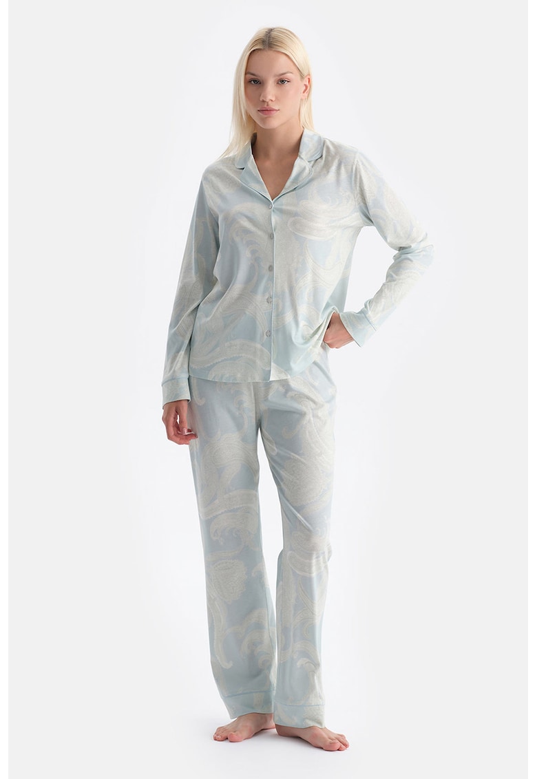 Pijama din bumbac si modal cu model