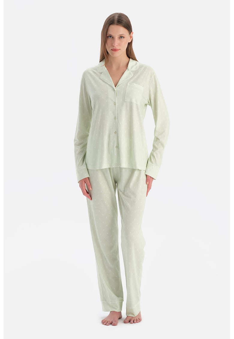 Pijama din bumbac si modal cu model