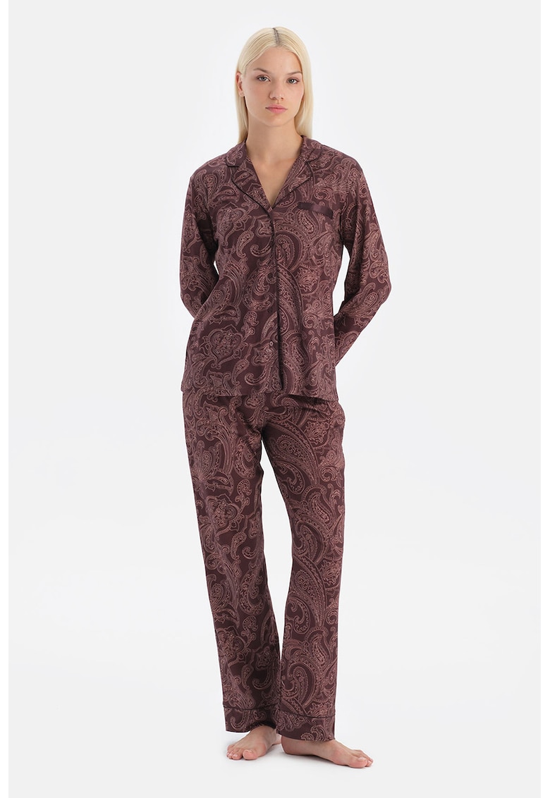 Pijama din amestec de modal cu model paisley