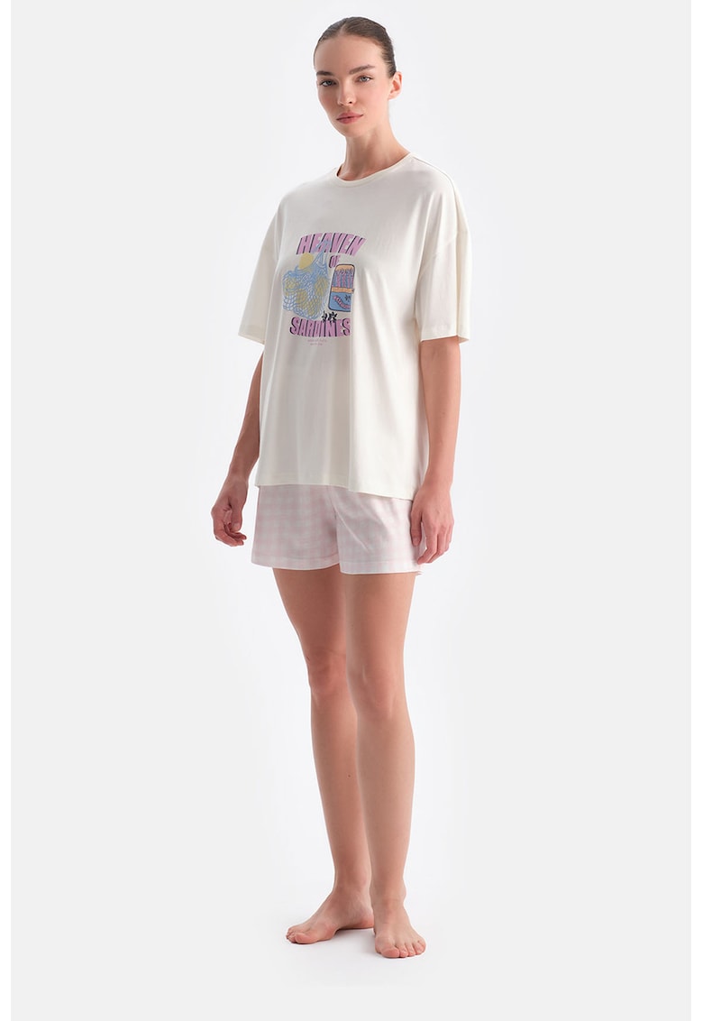 Pijama scurta din amestec de modal cu snur de ajustare in talie