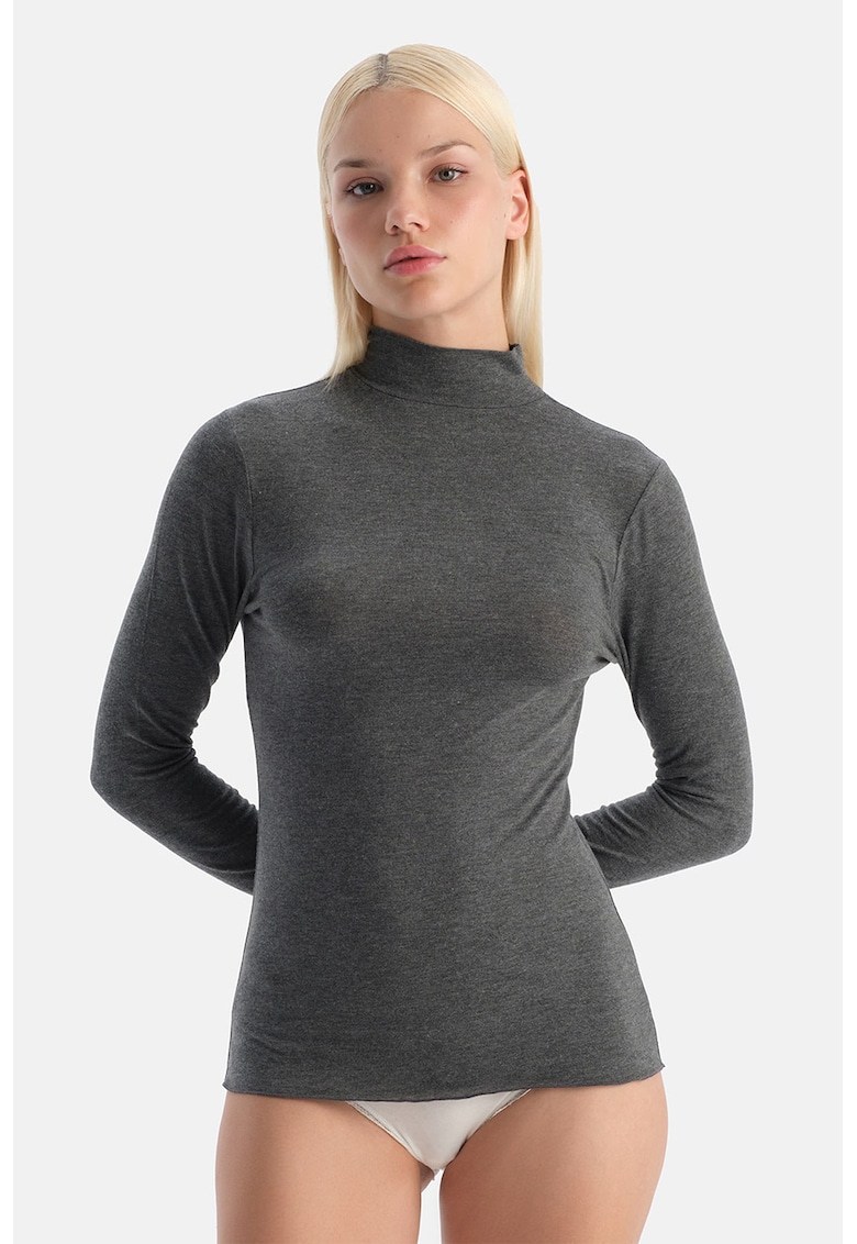 Bluza de casa din amestec de casmir si modal cu guler