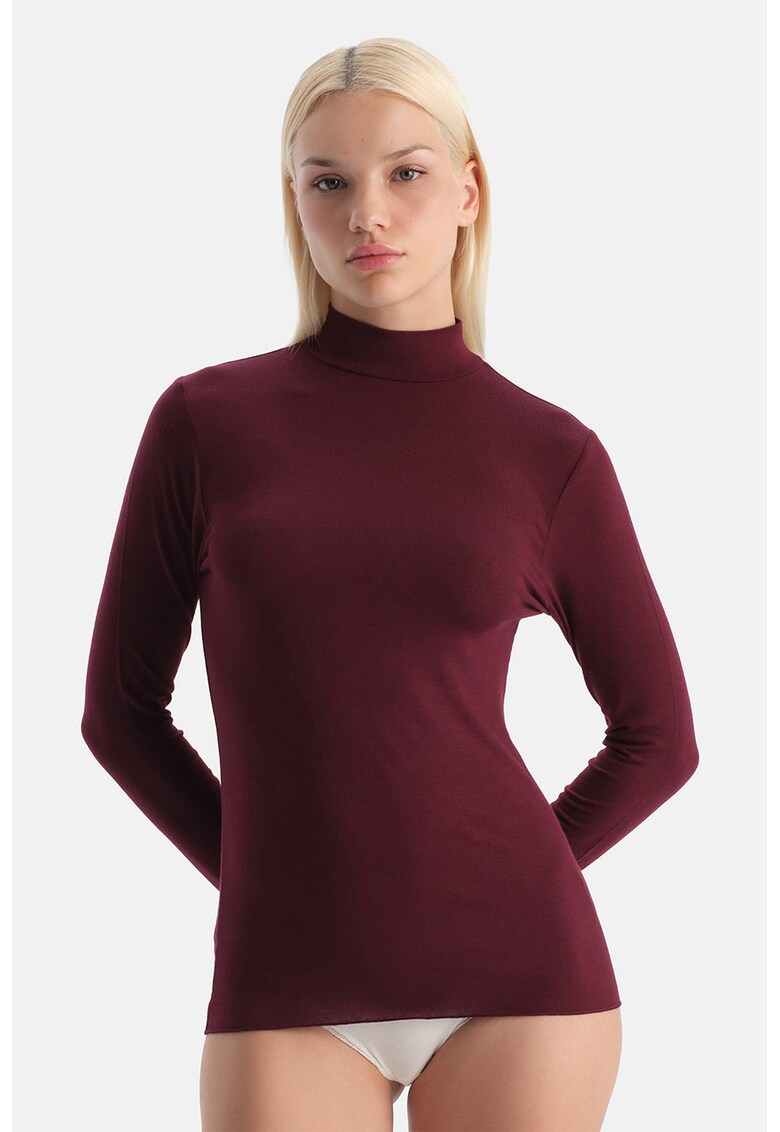 Bluza de casa din amestec de casmir si modal cu guler