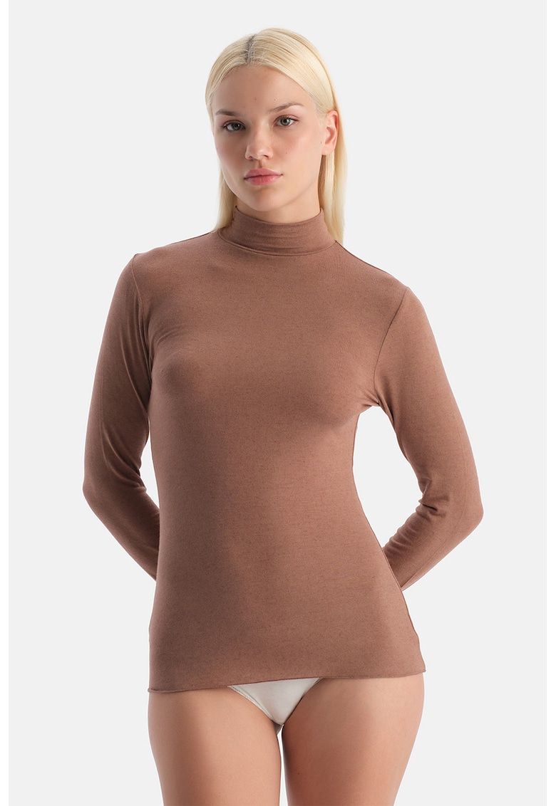 Bluza de casa din amestec de casmir si modal cu guler