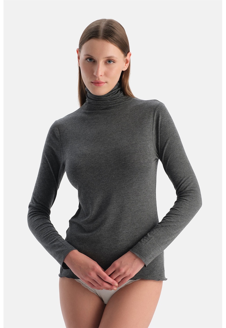 Bluza de pijama din amestec de modal cu guler inalt