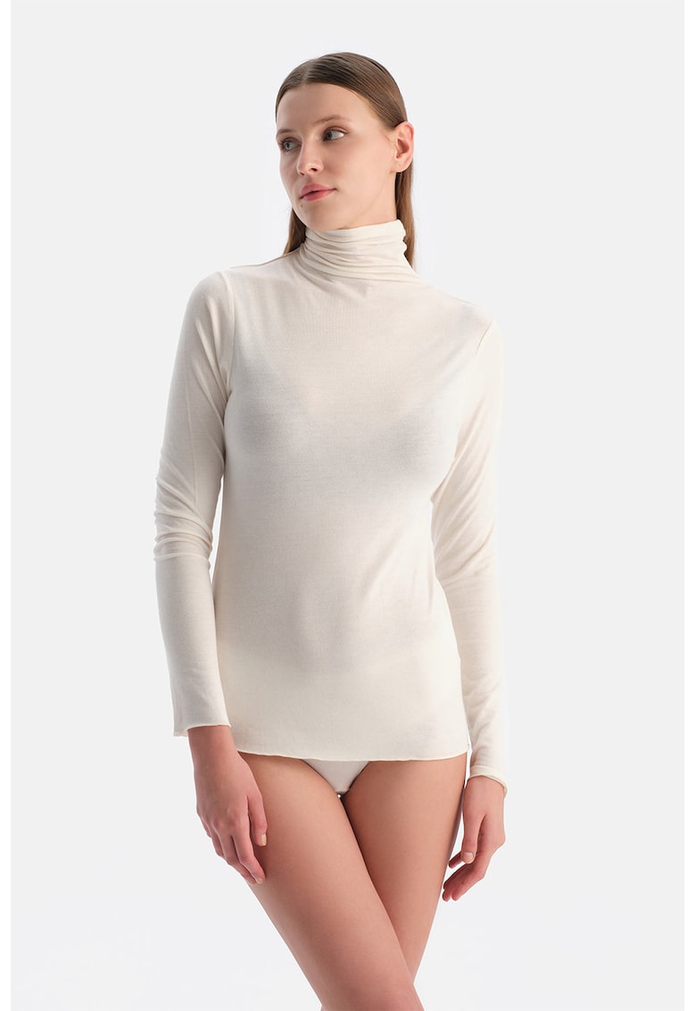 Bluza de pijama din amestec de modal cu guler inalt