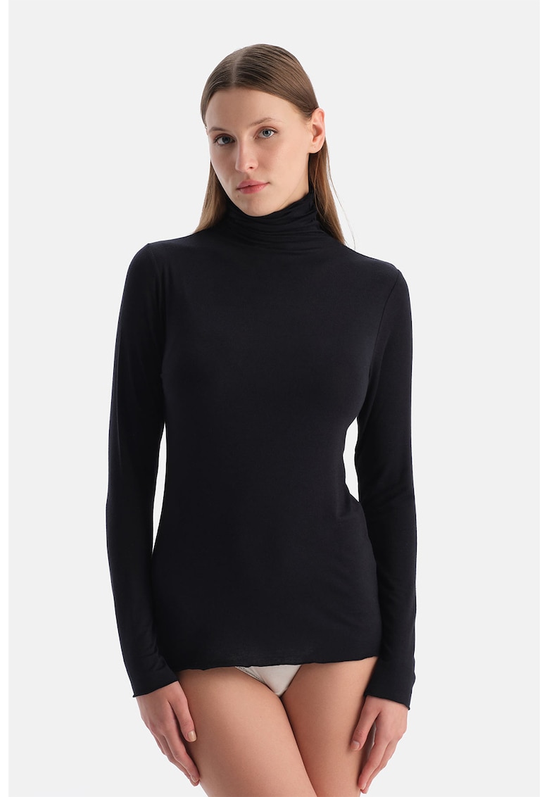 Bluza de pijama din amestec de modal cu guler inalt