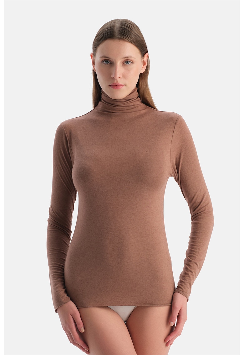 Bluza de pijama din amestec de modal cu guler inalt