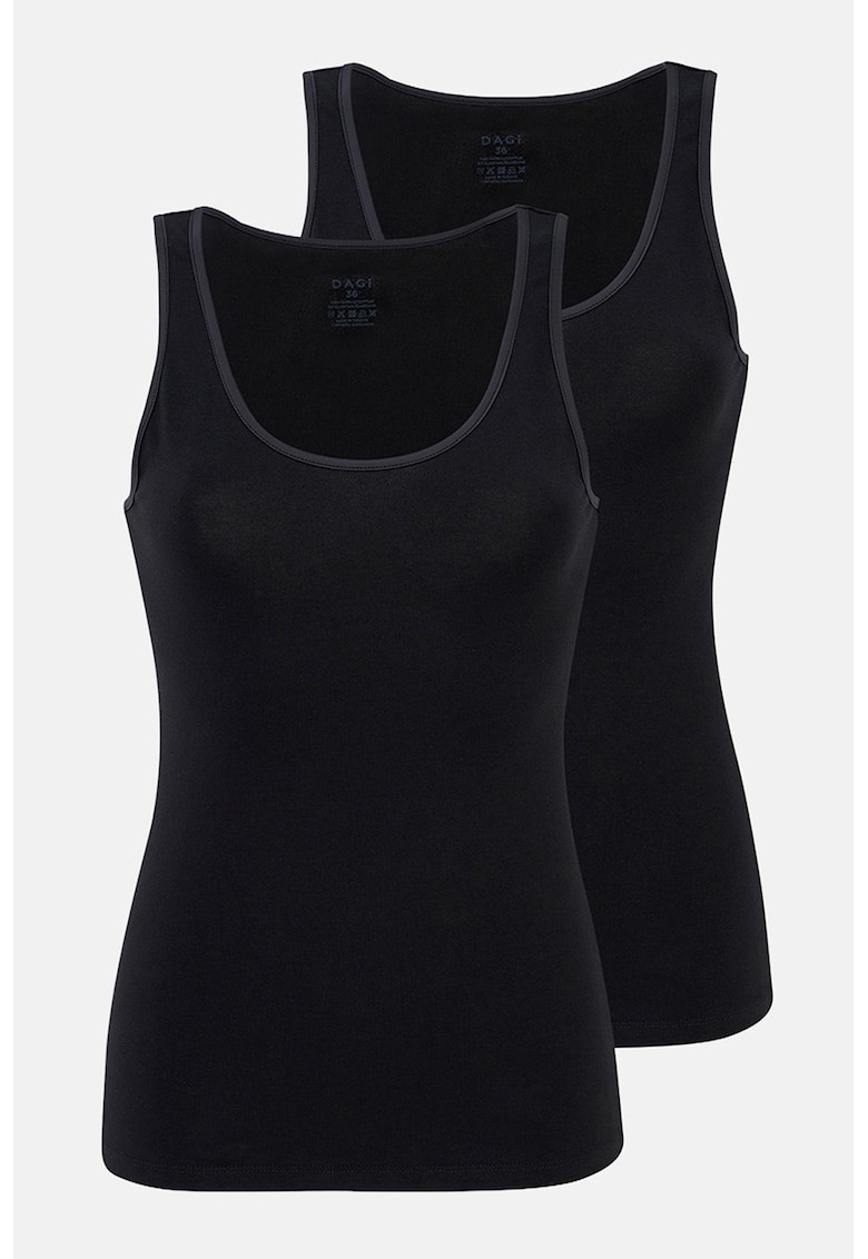 Set de top-uri slim fit cu decolteu rotund - 2 piese