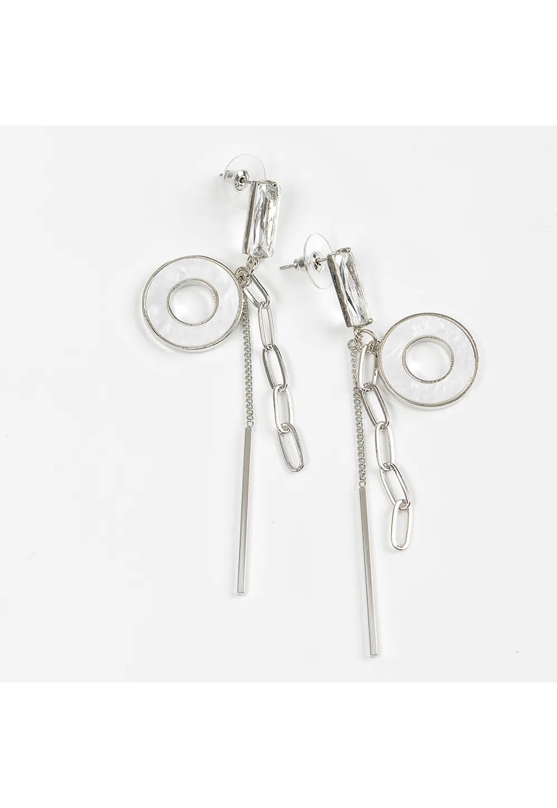 Cercei argintii lungi cu cerc si lant - Paris