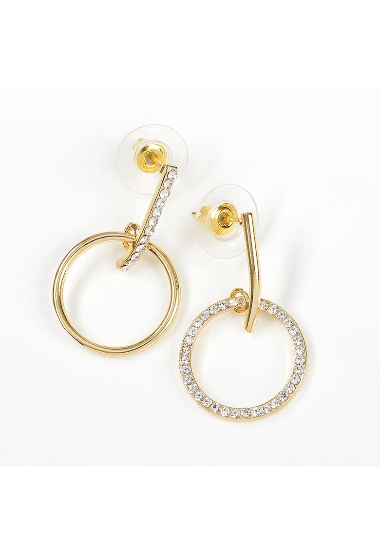 Cercei aurii rotunzi cu design modern - Paris